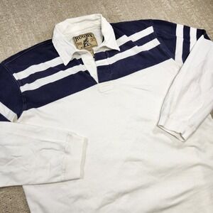 Vintage Rugby Shirt Men Large Steve & Berrys Heavy Cotton Chunky Stripe White